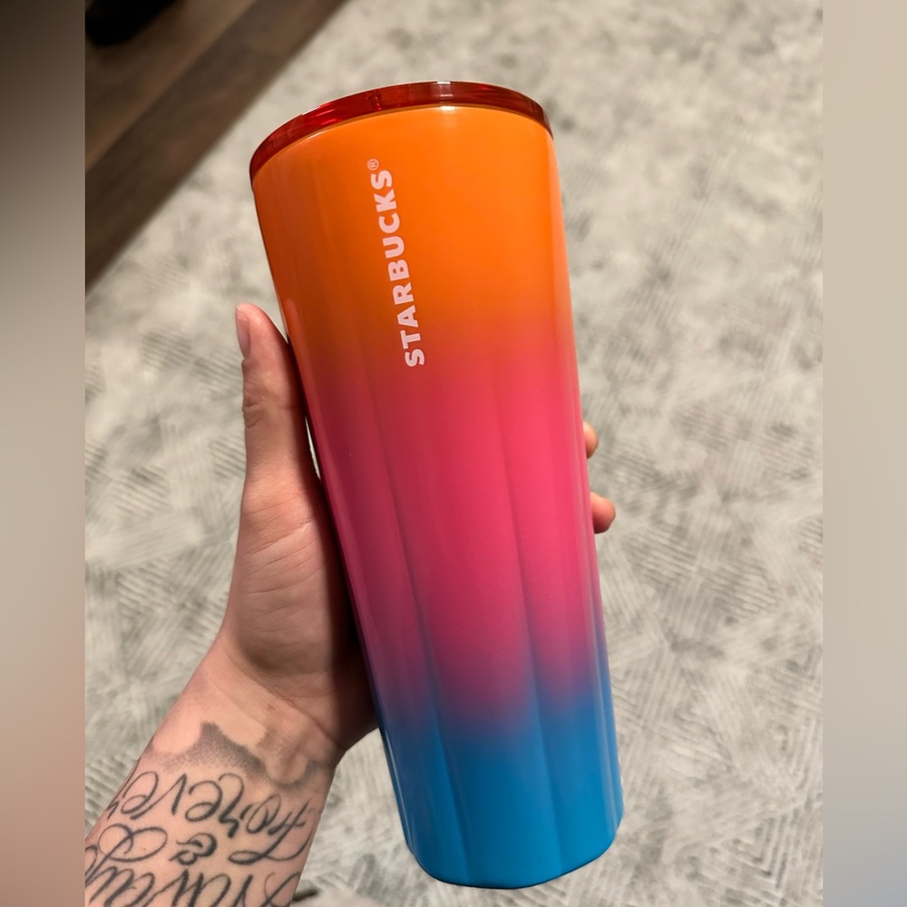NWT Starbucks Summer 2023 ‘Puffy Gradient’ Pink Orange Blue SS Cold Cup